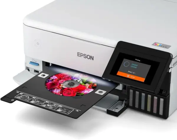 Impresora Fotográfica EPSON EcoTank Photo ET-8500,Alta Resolución, Duplex, Impresión en CD/DVD, Pantalla Touch 4.3'', Ranura SD, Wi-Fi, Ethernet, Sistema continuo Supertank de 6 colores.